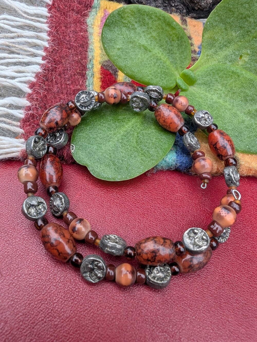 Moon And Star Beaded Wrap Bracelet, Mystical Jewelry